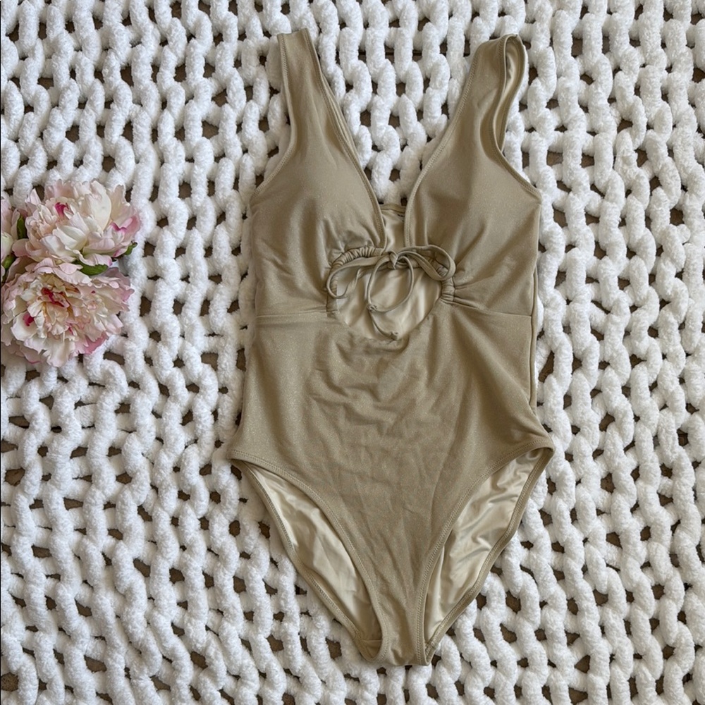 Old Navy One Piece Swimsuit Tan Sparkle Size M
